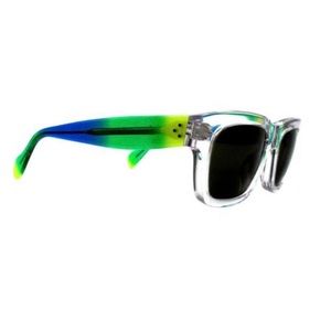 Céline Multicolor Clear Gradient Blue Green Wayfarer Sunglasses EUC